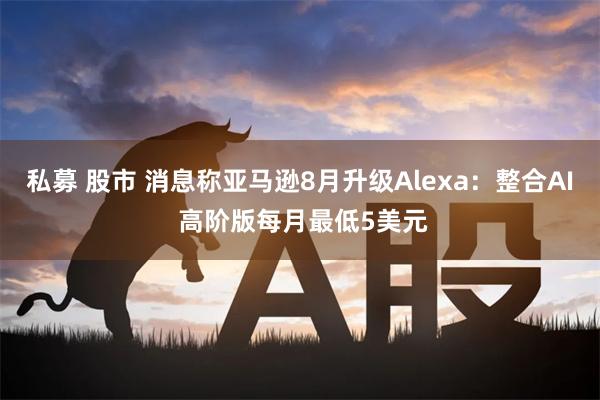 私募 股市 消息称亚马逊8月升级Alexa：整合AI 高阶版每月最低5美元