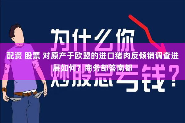 配资 股票 对原产于欧盟的进口猪肉反倾销调查进展如何？商务部答南都